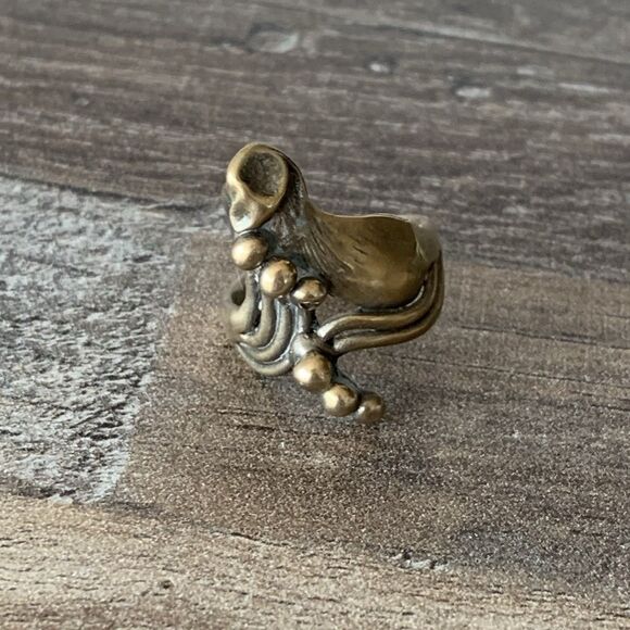 Vintage Brutalist Style Brass Or Bronze Ring Size 6.5 Modernist Sculptural Art - Picture 1 of 15